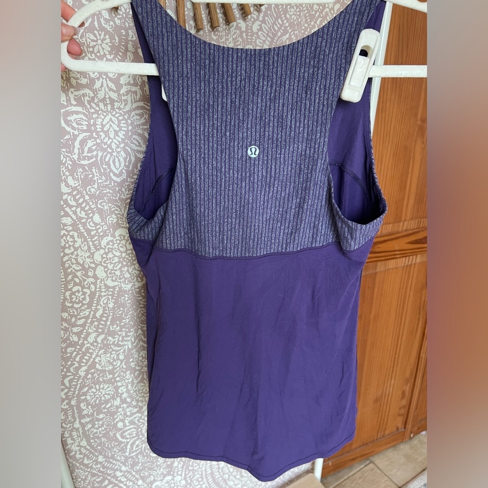 Lululemon Run First Base Workout Tank Top in Grape  Purple with Back Stripes - Picture 4 of 6